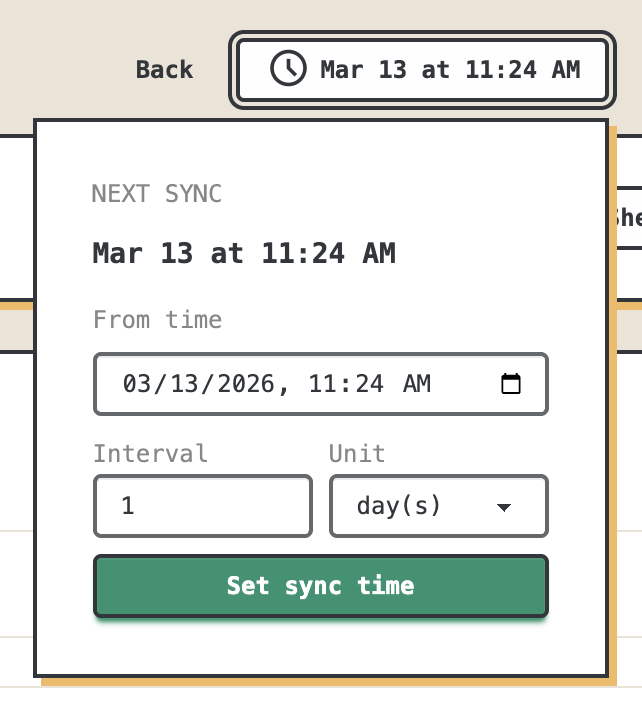 Set sync schedule – choose frequency