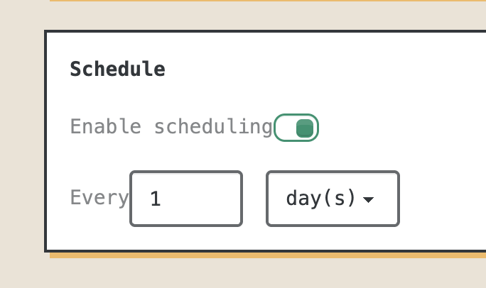 Sync schedule options